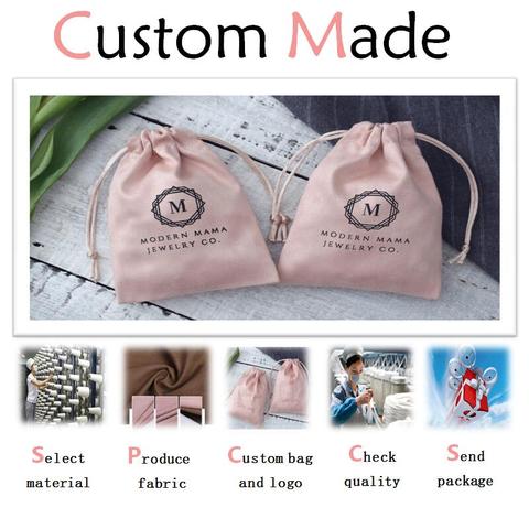 Custom Jewelry Gift Bags Customized Drawstring Pouch in Any Style/Material/Size/Color/Rope Print Individual Logo For Bags/ Box ► Photo 1/6