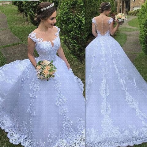 Backless Princess Embroidery Vestido De Noiva Wedding Dress 2022 Luxury Lace Bride Dress Amazing Neck Robe De Mariee ► Photo 1/5