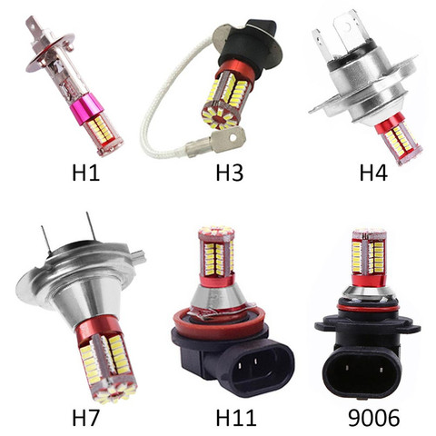 1Pc H1 H3 H4 H7 H11 9006 4014 57 SMD 6000K Car Projector Fog Driving Light Bulb White Car Light Source Auto Car Led Bulbs DC 12V ► Photo 1/6