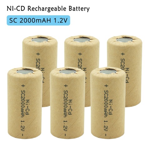 SC Sub C 2000mAh Ni CD 1.2V Rechargeable NI-CD Battery High Discharge Rate 10C for Flashlight Headlamp Power Tools Battery ► Photo 1/6