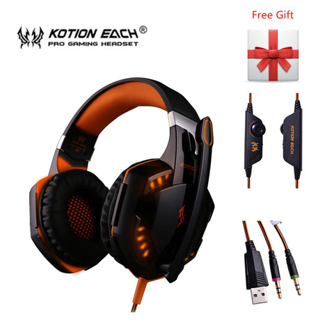 KOTION EACH G2000 Gaming Headset Stereo Hifi Game Headphones with Mic LED Light Gamer Earphone for PC Computer Gamer PS4 XBOX ► Photo 1/5