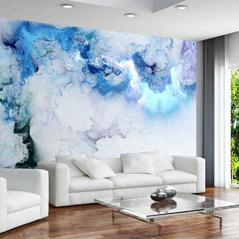 Custom Any Size Mural Blue Cloud Non-woven 3D Wallpaper Living Room Background Wall Decoration Waterproof Photo Papel De Parede ► Photo 1/6