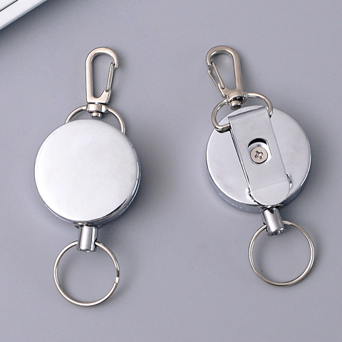 2022 Retractable Key Ring ID Badge Metal Lanyard Name Tag Card Holder Recoil Reel Belt Clip School Office Supplies High Quality ► Photo 1/5