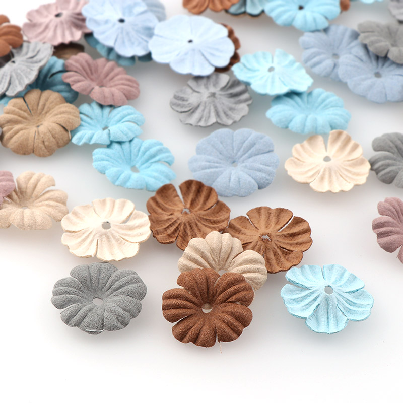 30Pcs Small Exquisite Leather Flowers Head Handmade Artificial Wedding Floral 