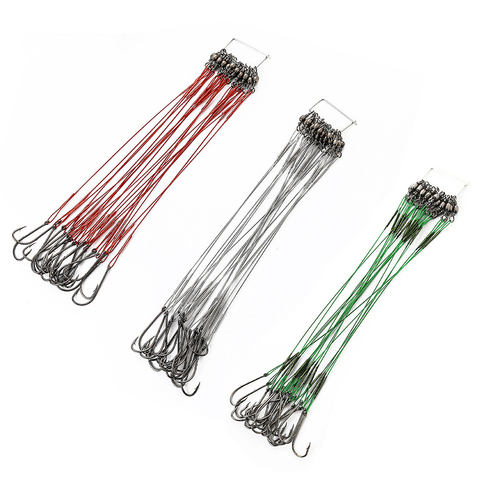 20pcs 12-25cm Anti Bite Steel Wire Leader Leashes For Fishing 20-80LB With Baitholder Hook Swivel Fishing Line Pike Bass ► Photo 1/6