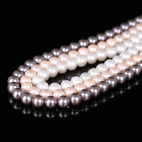 Wholesale 3 Colors Natural Fresh Water Shell Simulated Pearl Beads For Jewelry Making DIY Bracelet Necklace 6/8/10/12 MM Strand ► Photo 1/4
