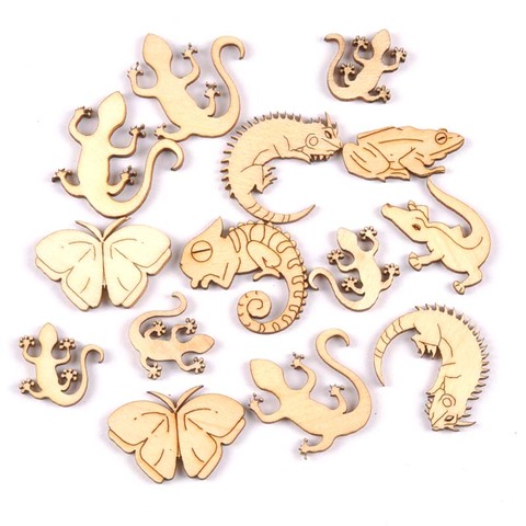 25-35mm 20pcs Mixed Reptile/gecko Wooden Ornament For Scrapbook Wood DIY Crafts Home Decoration Handmade Accessories M1936 ► Photo 1/5