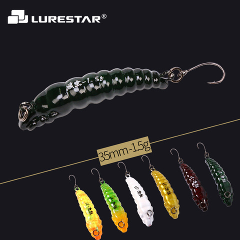 Lurestar 1pcs/Lot 35mm 1.5g Slow Sinking Action Hard Worm Bait Ball Inside Tiny UL Fishing Lure Multicolor Trout Fishing Tackle ► Photo 1/5