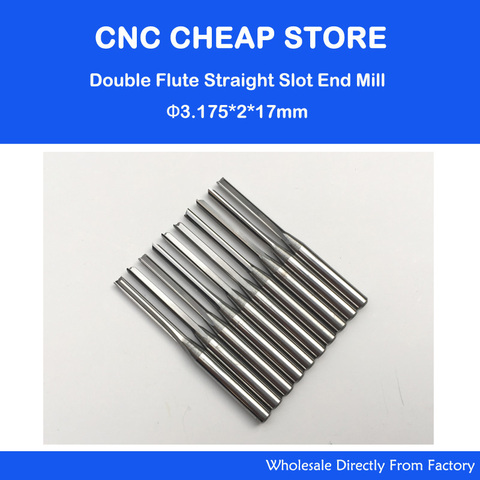 10pcs 3.175mm CED 2mm CEL 17mm Straight Slot Bit Wood Cutter CNC Solid Carbide Two Double Flute Bits CNC Router Bits ► Photo 1/1