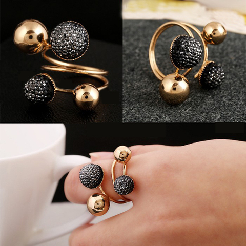 Ball Resin Little Golden Beans Ring Simple Jewelry Personality Punk Ring SIZE 18mm Retail&Wholesale For Women Free Shipping ► Photo 1/4