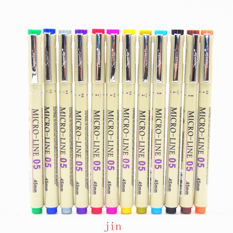 12 Colors Pro Pigma Micron Pen Set Waterproof Finecolour Needles