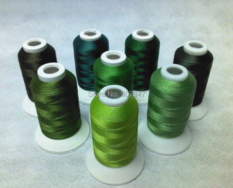 Green Series Colors Computer Machine Embroidery Thread Filament Polyester Embroidery Thread 550yds * 8 ,120d/2 ,Strong Strength ► Photo 1/3