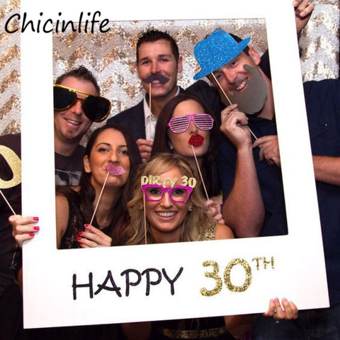 Chicinlife Happy 30/35/40/50th Paper Photo Booth Props Photo Frame Anniversary 30 years Birthday Decorations Party Gift Supplies ► Photo 1/6