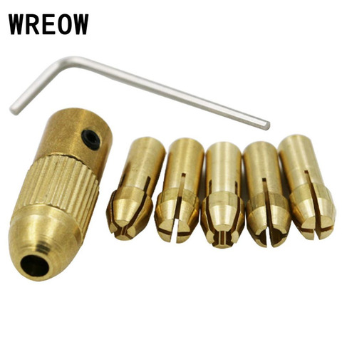 WREOW 7Pcs Mini Drill Collect Set Fit For Micro Twist hand drill Electronic Drill Chuck Power Tool With Wrench drill chuck ► Photo 1/3