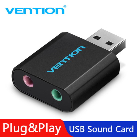 Vention External Sound Card USB To 3.5mm Jack Aux headset Adapter Stereo Audio sound card For Speaker PC Mic Laptop Computer PS4 ► Photo 1/6