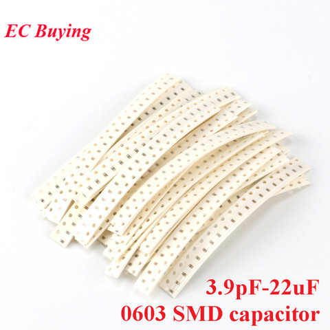 500pcs 0603 SMD Capacitor Kit 25 Values*20pcs 3.9pF-22uF Electronic Components Package Capacitor Assorted Kit Samples DIY ► Photo 1/3
