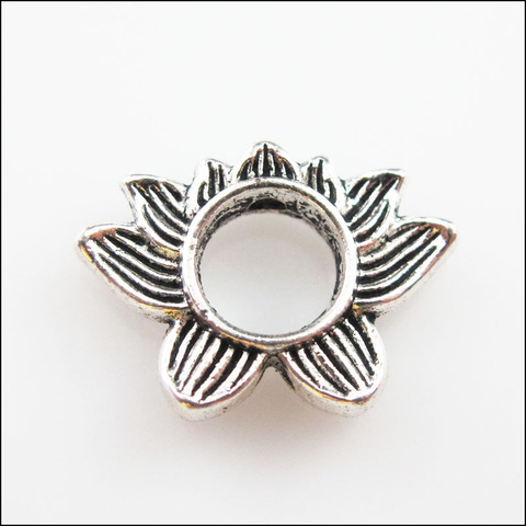 12Pcs Tibetan Silver Color Lotus Flower Spacer Beads Frame Charms 13.5x19mm ► Photo 1/4
