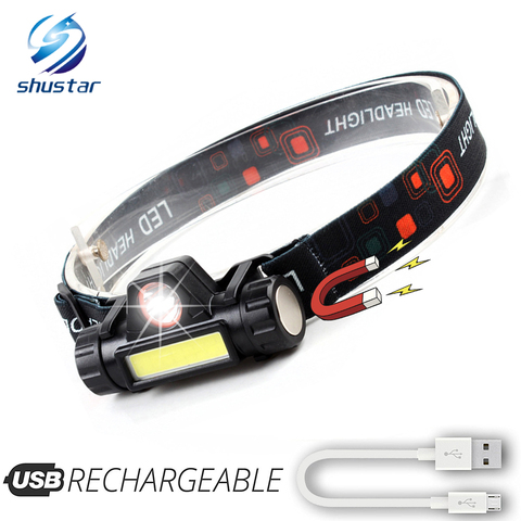 Rechargeable LED Headlamp  XPE+COB Work Light 2 lighting modes With tail magnet Detachable headlight For camping, adventure ► Photo 1/6