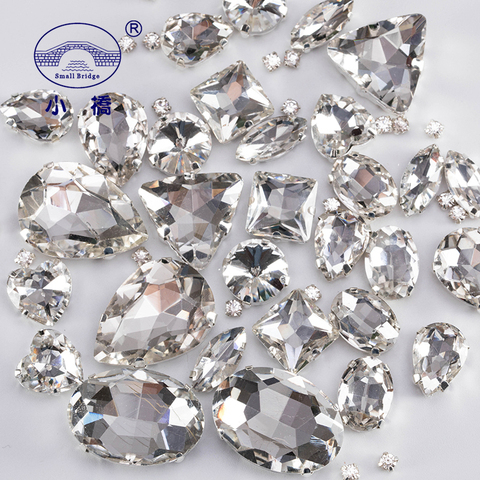 Mixed Shape White Crystal Rhinestones For Clothes Diy Clear Sew On Beads Glass Decorative Rhinestones With Claw 50PCS/PACK S038 ► Photo 1/6