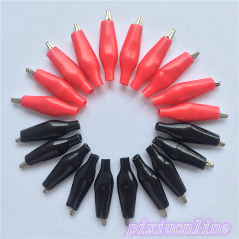 20pcs G98Y 28MM Metal Alligator Clip Crocodile Electrical Clamp Testing Probe Meter Black Red Plastic Boot High Quality On Sale ► Photo 1/4