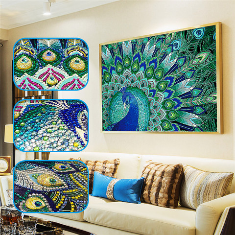 5D Peacock Special Shaped Diamond Painting Rhinestone Pasted Painting Cross Stitch Crafts Office Home Wall Hanging Decor ► Photo 1/6