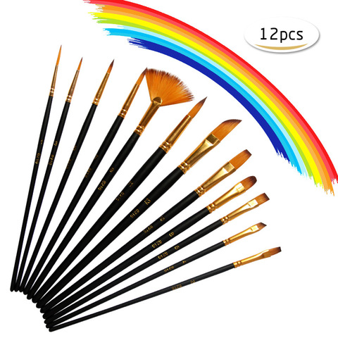 12Pcs/Set New Different Size Artist Nylon Hair Paint Brush Acrylic Oil Painting Brushes DIY Watercolor Pen Drawing Art Supplies ► Photo 1/6