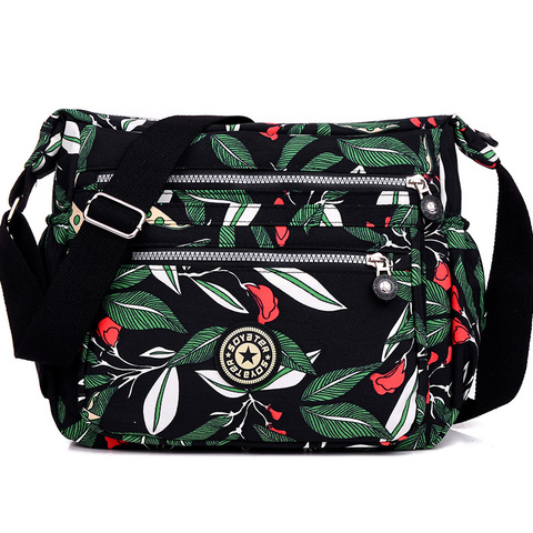 Women's fashion cloth shoulder bag More zipper printing floral women bag Waterproof nylon satchels preppy style crossbody bag  ► Photo 1/5