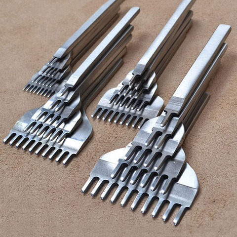 4 Pcs/Set Leather Craft Tools Stainless Steel 1+2+3+6 Hole Chisel Graving Stitching Punch Tools Kit 3mm/4mm/5mm/6mm for Sale ► Photo 1/6