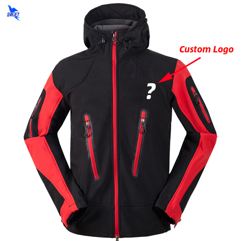 Customize LOGO Waterproof Outdoor Climbing Mountain Hiking Clothing Warm Fleece Softshell Jacket Men Fishing Hunting Ski Clothes ► Photo 1/6