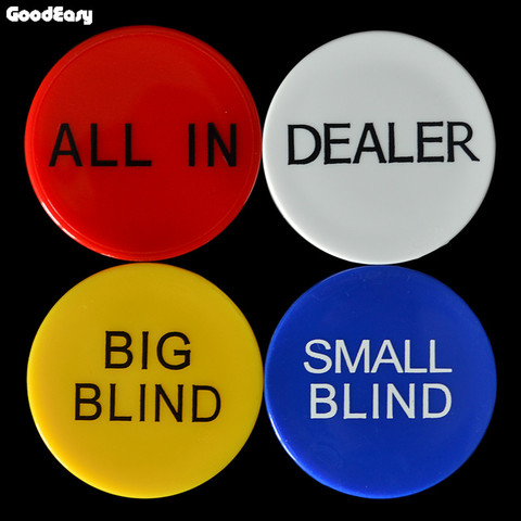 4PCS/SET Melamine Round Plastic Dealer coins SMALL BLIND/BIG BLIND/DEALER/All IN Texas Poker Chip Set HOT SALE Coin Buttons game ► Photo 1/6