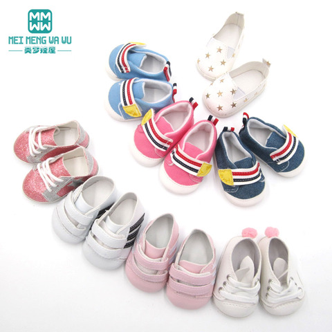 7cm shoes for doll fit 43 cm baby new born doll and american doll Pink sneakers ► Photo 1/6