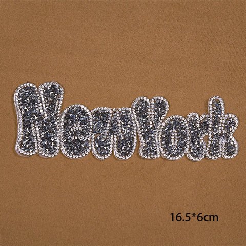Sparkling Rhinestone NewYork Clothes Patches Fashion Sequined DIY Appliques Bling Iron-on Patches ► Photo 1/1