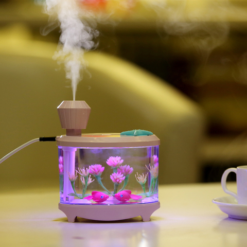 460ML USB Humidifiers with LED Night Light Fish Tank Air Humidifier Diffuser Mist Maker Atomizer Best Gift 4 Colors ► Photo 1/6