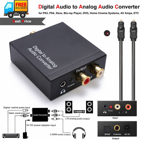 1m Optical Coaxial Toslink Cable Digital to Analog Audio Converter Adapter With AUX 3.5mm Jack ► Photo 1/6