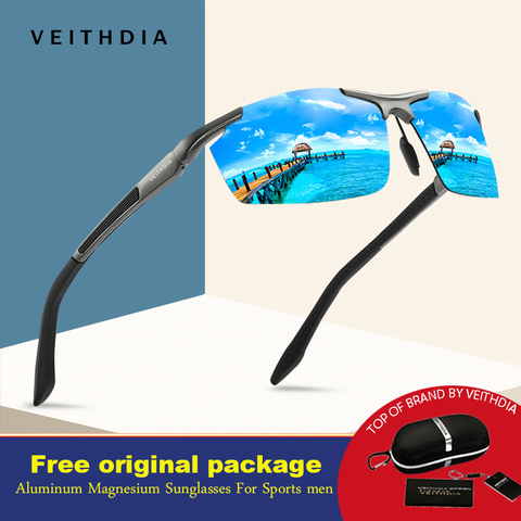VEITHDIA New Design Aluminum Magnesium Sunglasses Polarized Men Semi rimless Coating Mirror Sun Glasses Male Eyewear Accessories ► Photo 1/6