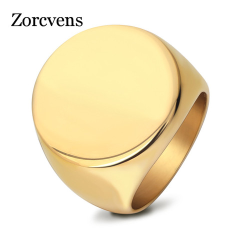 ZORCVENS 2022 High Polished Signet Solid Stainless Steel Fashion Man's Ring 316L Stainless Steel Biker Unique Ring for Men ► Photo 1/6