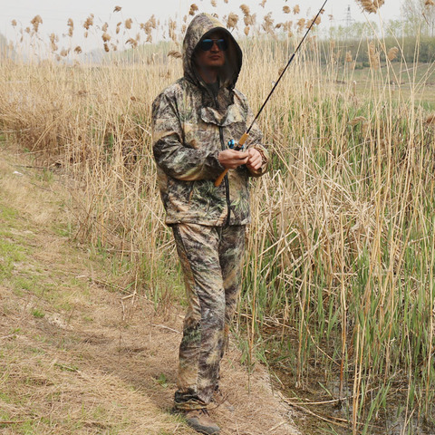 Water Grass Bionic Camouflage Anti-Mosquito Fishing Hunting Clothes Ghillie Suits Men Fishing Suit Camo Jacket Pants Set ► Photo 1/1