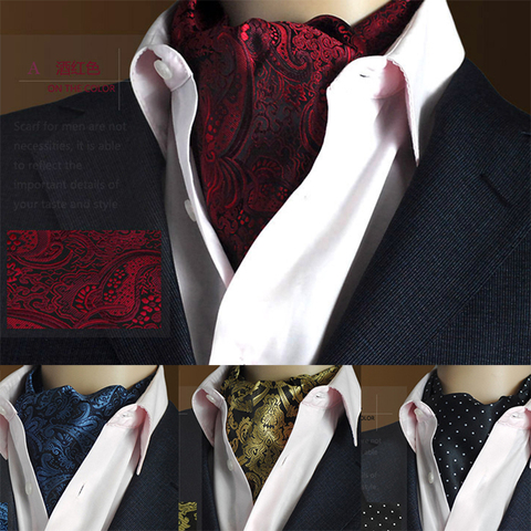 Ricnais Men Vintage Polka Dot Wedding Formal Cravat Ascot Self British style Gentleman Polyester Silk Neck Tie Suit Wedding ► Photo 1/6