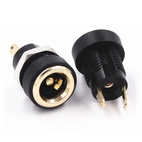 10Pcs 3A 12v for DC Power Supply Jack Socket Female Panel Mount Connector 5.5mm 2.1mm Plug Adapter 2 Terminal types GOLD PLATED ► Photo 1/4