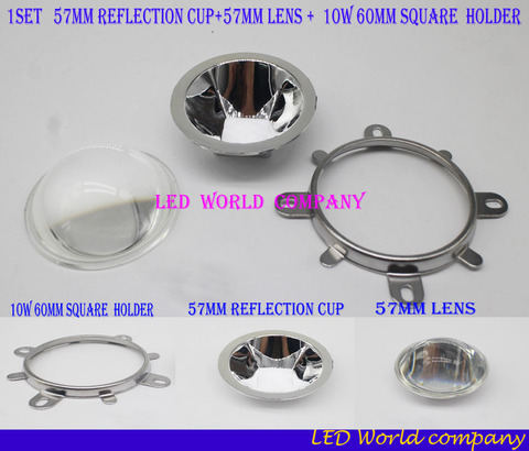 1set 10w led lens square led reflectors module 57mm Reflection cup+57mm lens +holder for 10w square cob leds ► Photo 1/3