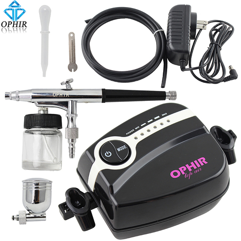 OPHIR Portable 0.3mm Airbrush Kit with 5 Adjustable Mini Air Compressor for Hobby Art Paint Model Airbrush Set _AC094B+AC005 ► Photo 1/6