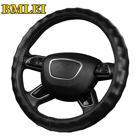 2022 New Genuine Leather Steering Wheel Cover Black Brown Beige Coffee Grey Auto Steering Wheel Covers Car Styling ► Photo 1/5