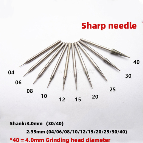 1Pcs 2.35mm Shank Sharp Needle Drill Diamond Grinding Rods Shank Bur Bit Needle Carving Punch Drilling Rotary Sharp Grind Head ► Photo 1/6