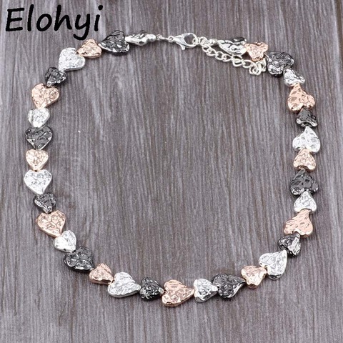 ELOYHI Women Choker Necklace Heart Three Plate Color Mixing Color Match Collar For Women Trendy Neckalce&Pendants Gift ► Photo 1/6