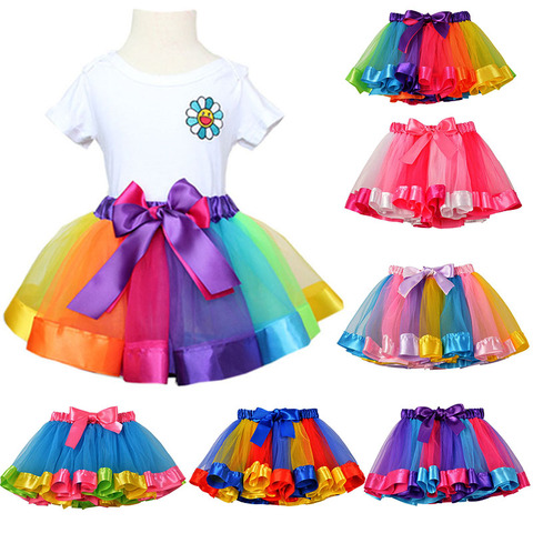New Tutu Skirt Baby Girl Skirts 3M-8T Princess Mini Pettiskirt Party Dance Rainbow Tulle Skirts Girls Clothes Children Clothing ► Photo 1/6