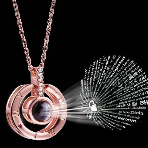 Drop Shipping Rose Gold color 100 Languages I love you Projection Pendant Necklace Romantic Love Memory Wedding Necklaces ► Photo 1/6