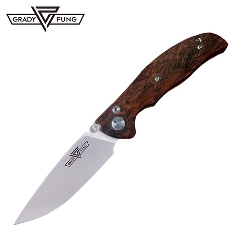 Grady Fung Mini F3 Tabargan 95 Rat 1 Ball bearing Stabilized Rosewood Handle Folding Knife D2 blade Survival Knife EDC ► Photo 1/1