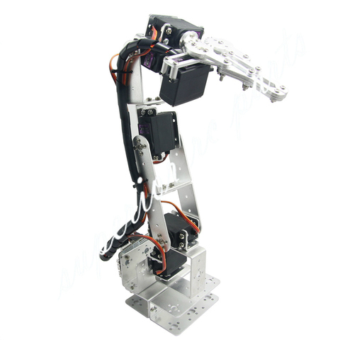 Arduino Robot 6 DOF Aluminium Clamp Claw Mount Kit Mechanical Robotic Arm & Servos & Metal Servo Horn-Silver 20% OFF ► Photo 1/1