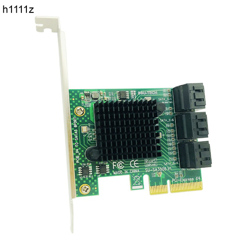 H1111Z Add On Cards Adapter PCIE SATA 3.0 PCI-E SATA Card PCI E PCI Express SATA Controller 6-Ports SATA3 PCIE X4 Expansion Card ► Photo 1/6