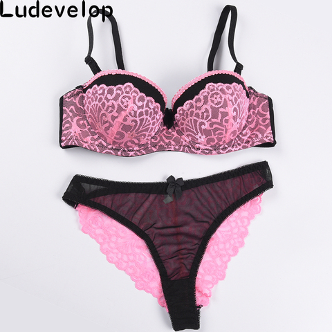 Hot Elegant luxury and romantic bra set for women 1/2 trace + lace push up sexy underwear sets 5 color bra and panty set ► Photo 1/5